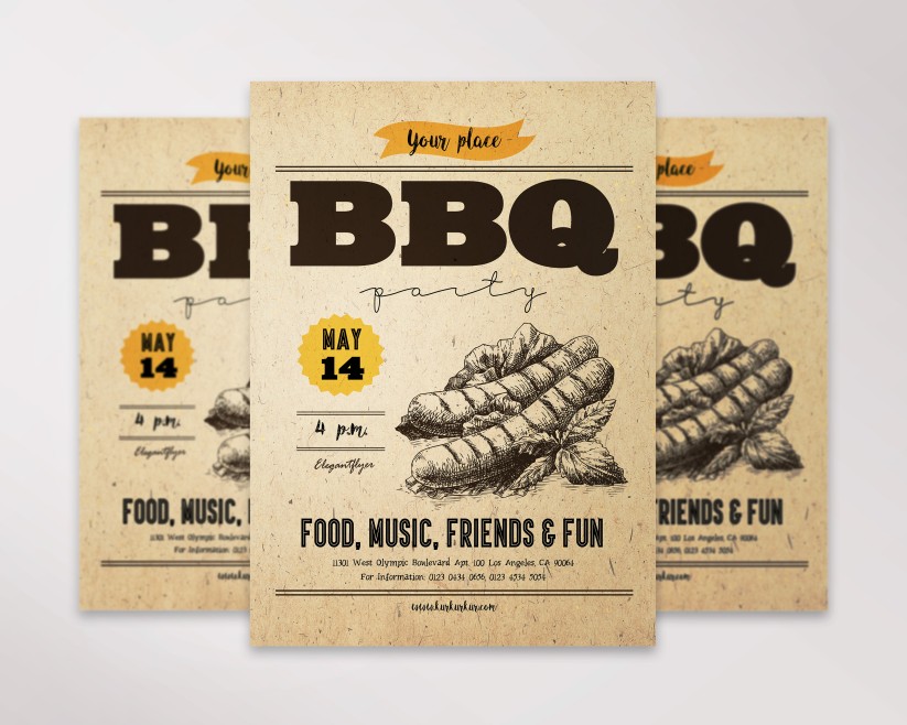 BBQ Party Invitation Flyer PSD Template BBQ Party Invitation Flyer PSD Template