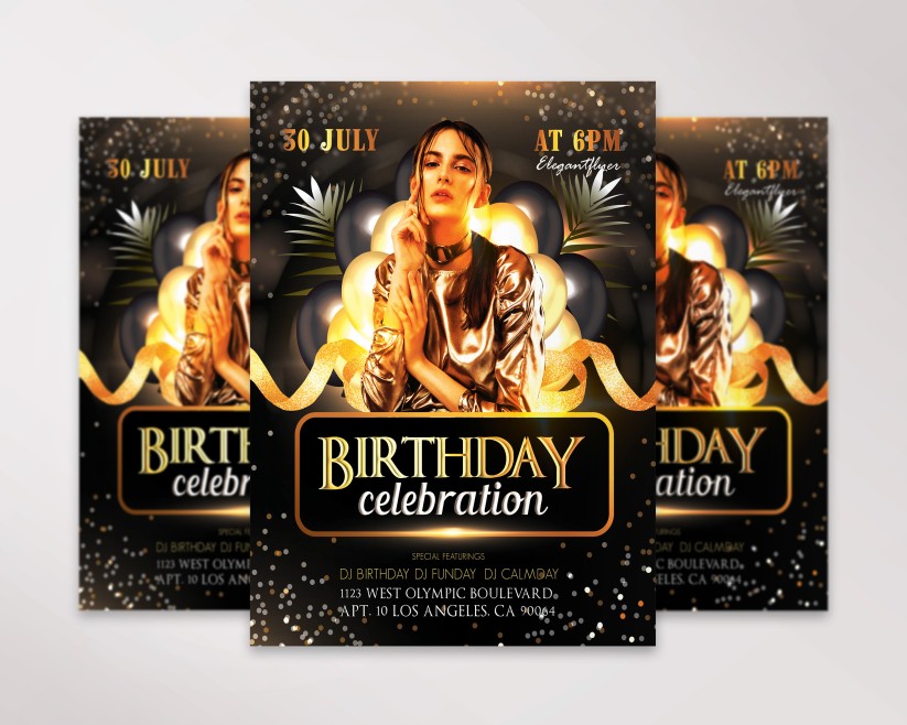 GOLD BIRTHDAY PARTY – FLYER PSD TEMPLATE 024 GOLD BIRTHDAY PARTY – FLYER PSD TEMPLATE 024