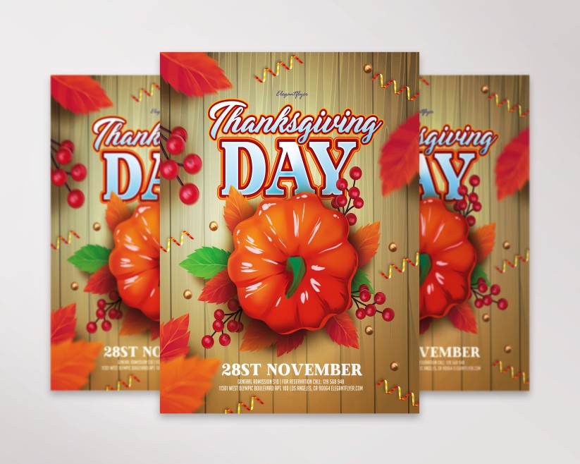 Thanksgiving Day 1 Free Flyer PSD Template Thanksgiving Day 1 Free Flyer PSD Template