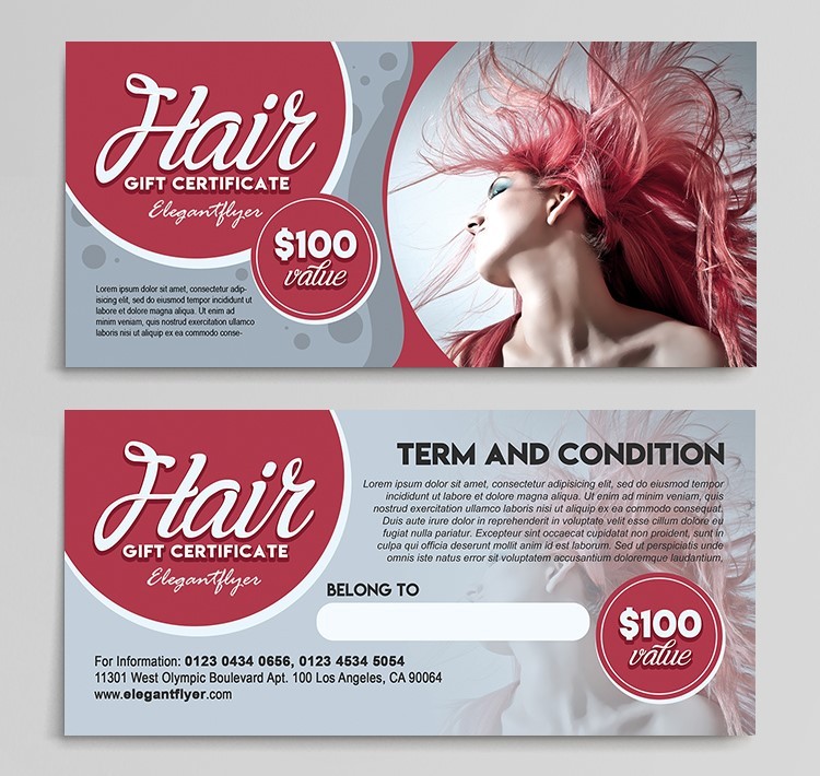Hair Premium Gift Certificate PSD Hair Premium Gift Certificate PSD