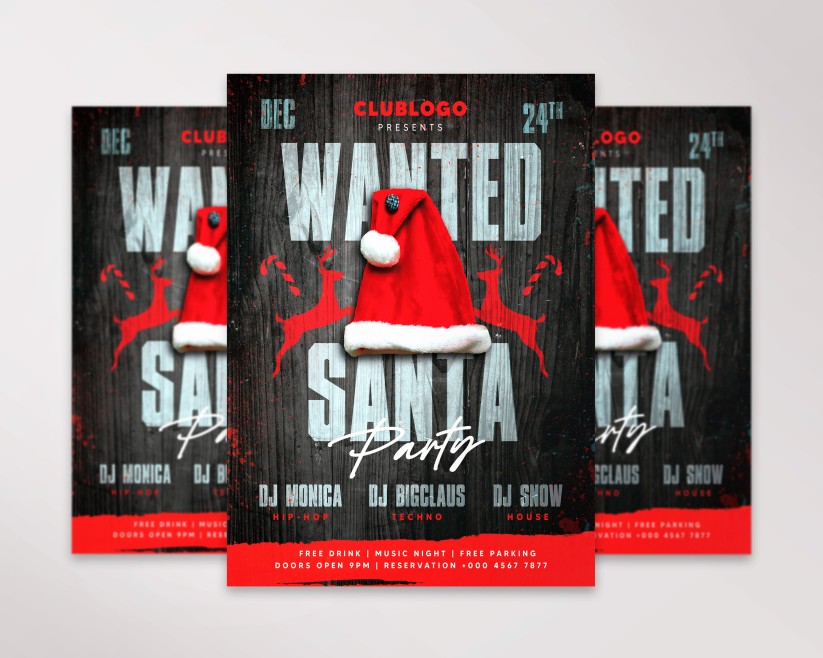 6 Wanted Santa – Free Flyer PSD Template 6 Wanted Santa – Free Flyer PSD Template
