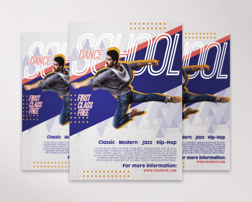 School of Contemporary Dance – Premium Flyer Template in PSD School of Contemporary Dance – Premium Flyer Template in PSD
