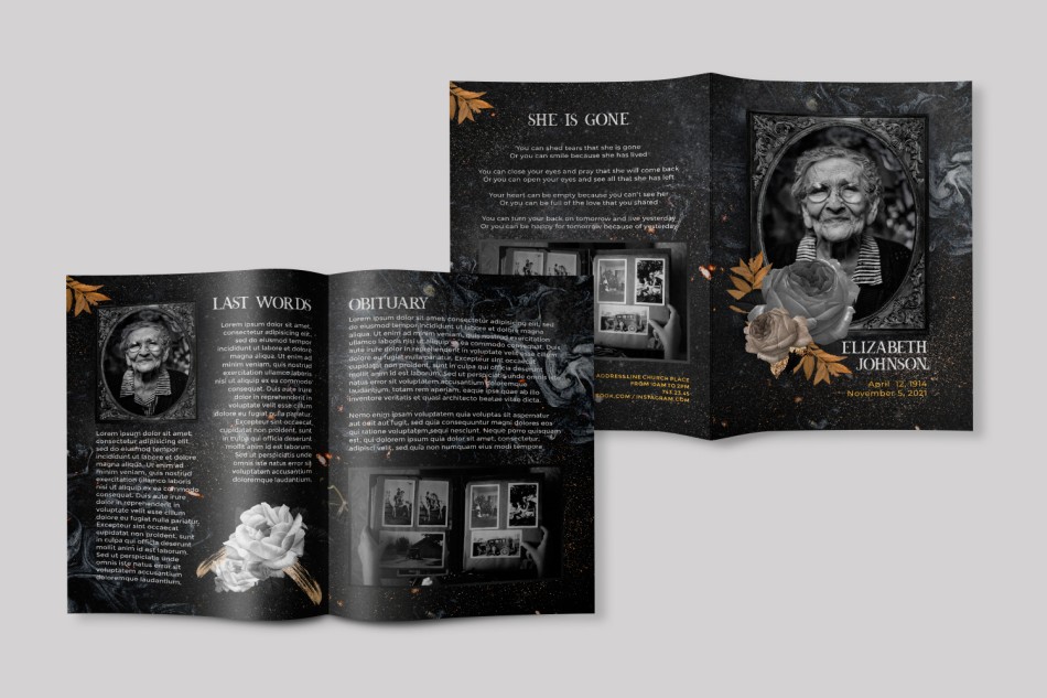 Funeral Program Free Bi-Fold Brochure PSD Template 4 Funeral Program Free Bi-Fold Brochure PSD Template 4