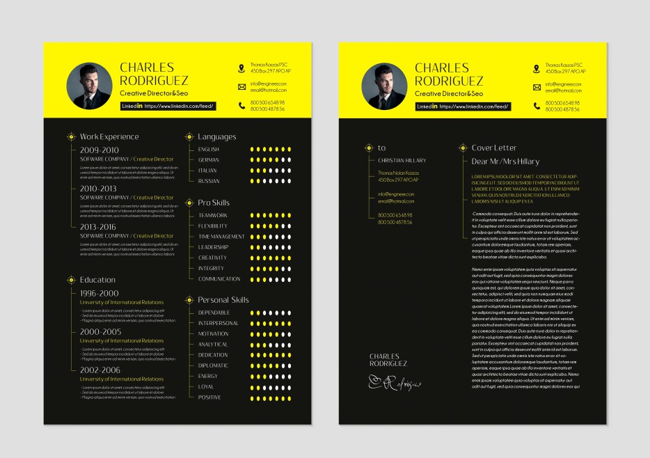 Black & Yellow Resume Template CV and Cover Letter 16 Black & Yellow Resume Template CV and Cover Letter 16