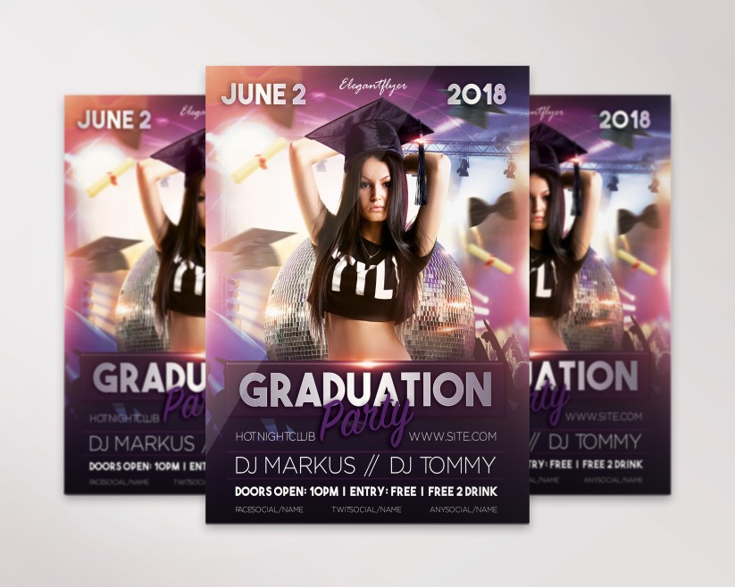 Graduation Party Flyer PSD Template 5 Graduation Party Flyer PSD Template 5