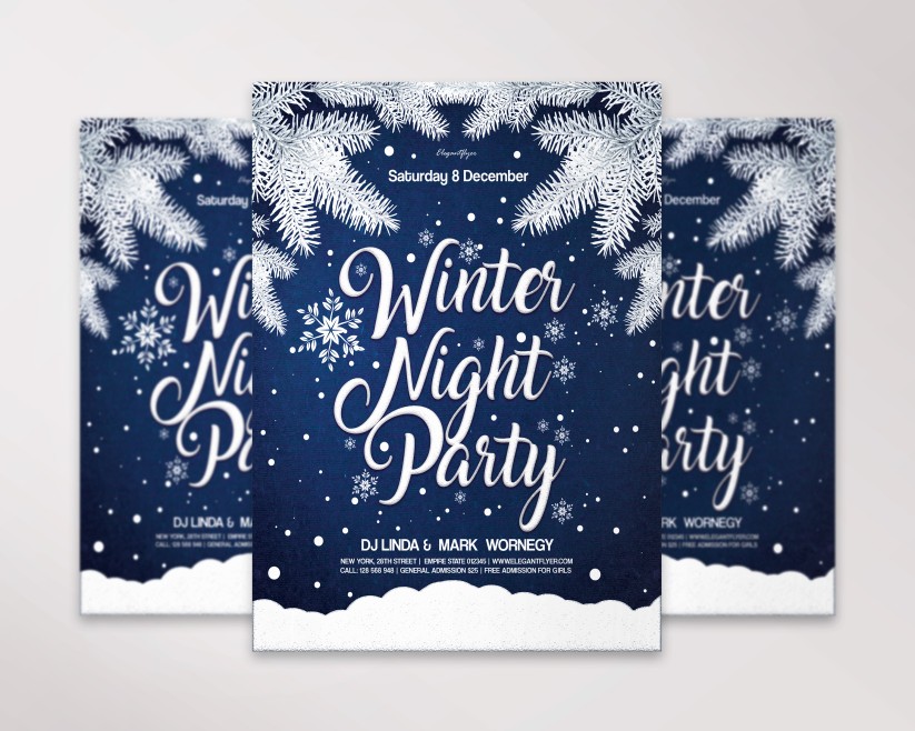 Winter Night Party – Premium Club flyer PSD Template 25 Winter Night Party – Premium Club flyer PSD Template 25