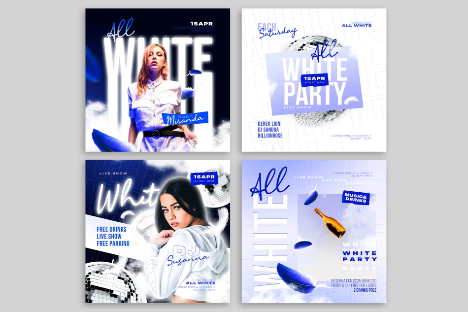 ALL WHITE PARTY - FREE FACEBOOK POST TEMPLATES SET IN PSD ALL WHITE PARTY - FREE FACEBOOK POST TEMPLATES SET IN PSD