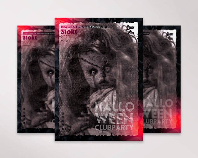 Scary Halloween Doll - Premium Flyer PSD Template Scary Halloween Doll - Premium Flyer PSD Template