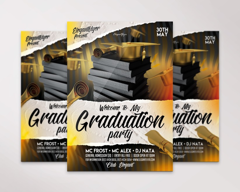 Graduation Golden PSD Flyer Template 11 Graduation Golden PSD Flyer Template 11
