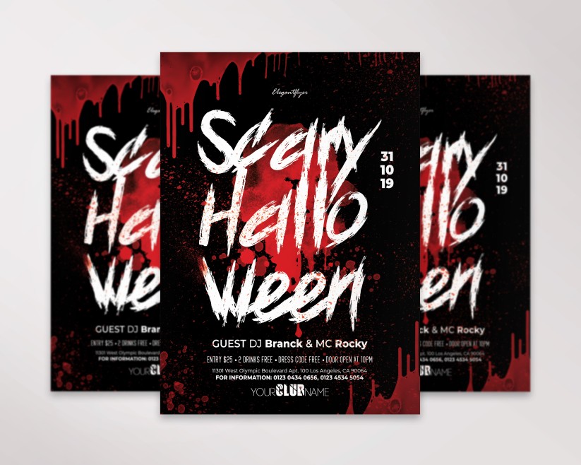 Scary Halloween with Blood - Free Flyer PSD Template Scary Halloween with Blood - Free Flyer PSD Template