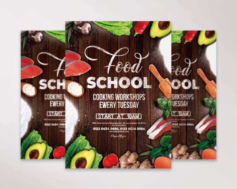 Food School – PSD Flyer Template + Facebook Cover + Instagram Post Food School – PSD Flyer Template + Facebook Cover + Instagram Post