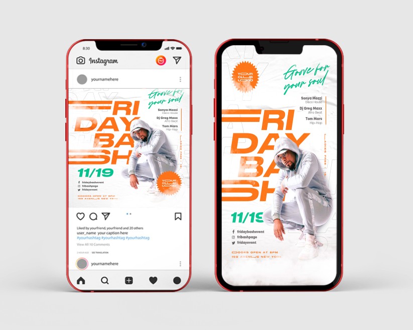 Friday Bash – Instagram Stories Template in PSD + Post Templates Friday Bash – Instagram Stories Template in PSD + Post Templates