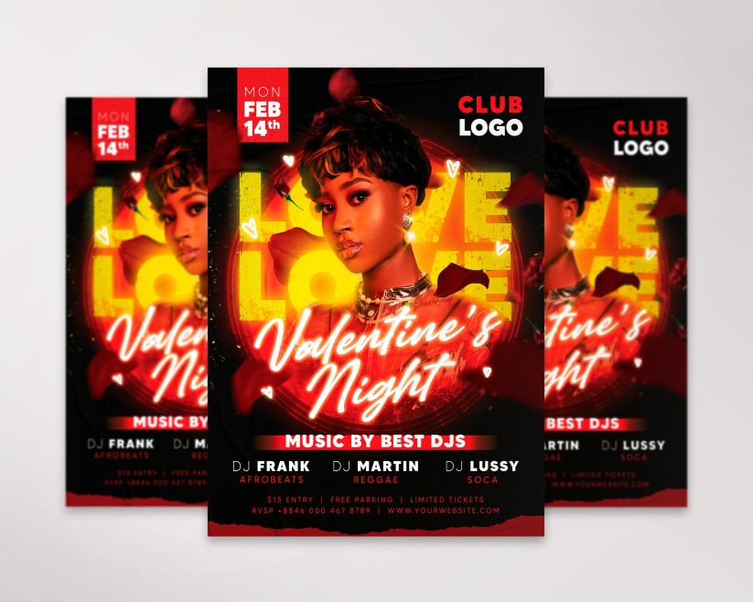 Catchy black Valentine's Day Flyer Template Catchy black Valentine's Day Flyer Template