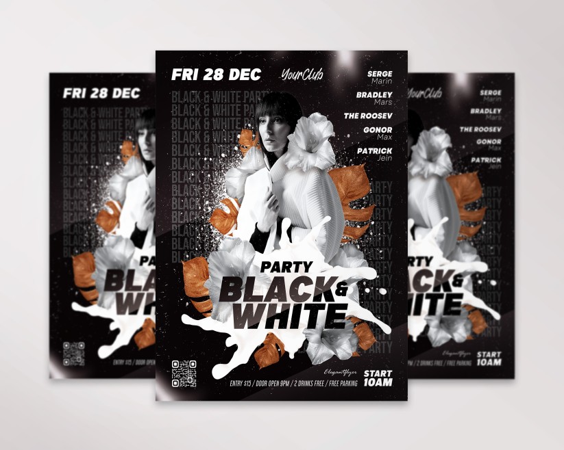black and white party flyer template black and white party flyer template