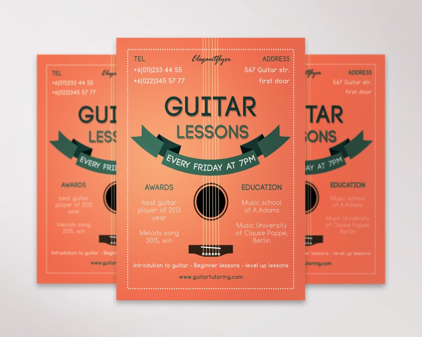 Guitar Lessons – Free PSD Template + Facebook cover Guitar Lessons – Free PSD Template + Facebook cover