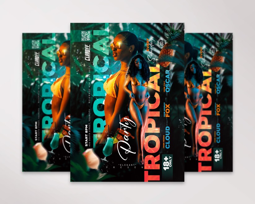 tropical party flyer template premium tropical party flyer template premium