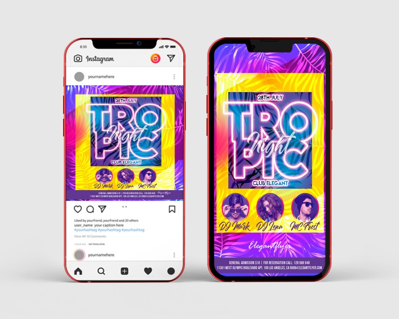 Tropic Night – Free Instagram Stories Template in PSD + Post Template Tropic Night – Free Instagram Stories Template in PSD + Post Template