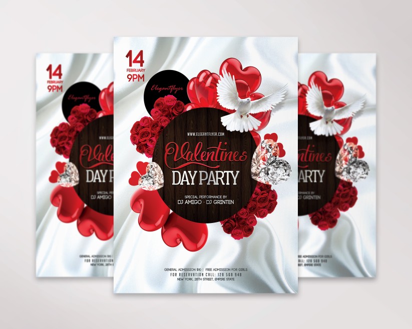 Elegant Valentine's Flyer Template with dove Elegant Valentine's Flyer Template with dove