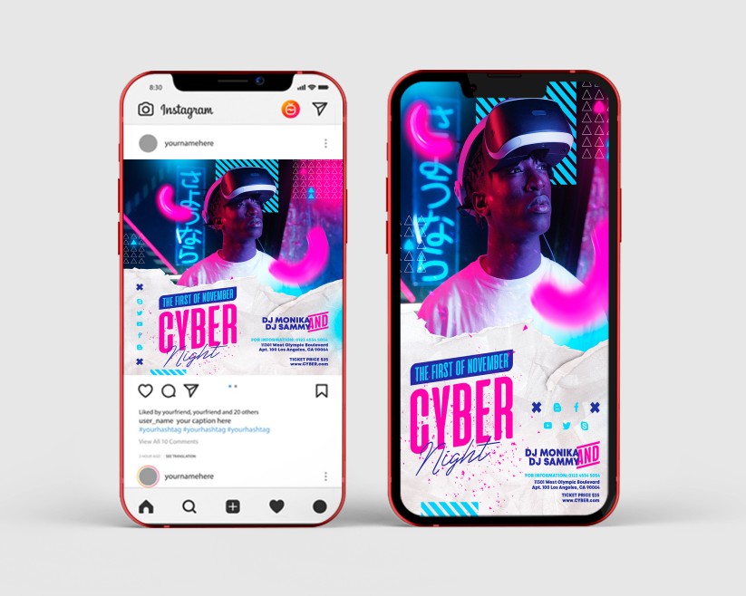 Cyber Night – Free Instagram Stories Template in PSD + Post Template Cyber Night – Free Instagram Stories Template in PSD + Post Template