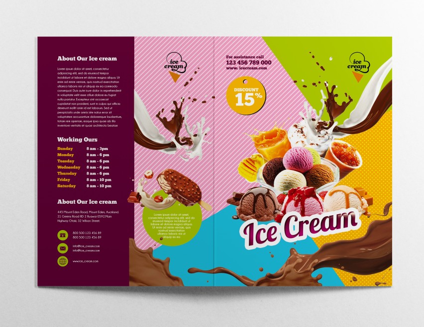 ICE CREAM MENU – PREMIUM PSD BI-FOLD BROCHURE TEMPLATE ICE CREAM MENU – PREMIUM PSD BI-FOLD BROCHURE TEMPLATE