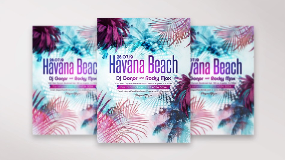 Havana Beach PSD Flyer Template 25 Havana Beach PSD Flyer Template 25