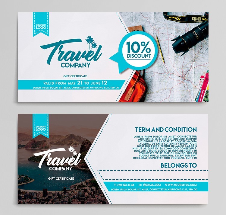 Travel Company Gift Certificate PSD Template Travel Company Gift Certificate PSD Template