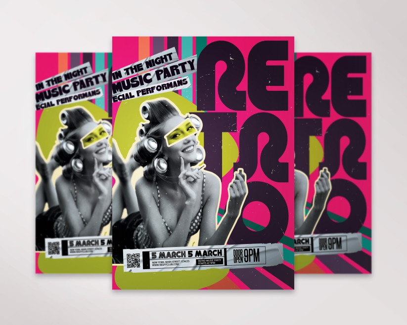 retro party free flyer template retro party free flyer template