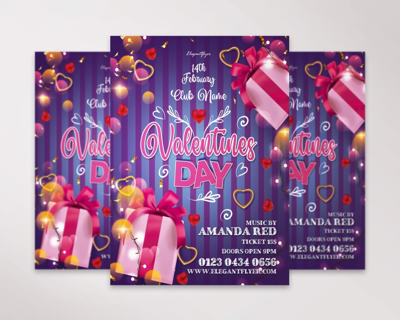 Cute Purple Valentine's Day Flyer Cute Purple Valentine's Day Flyer