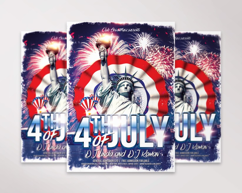 Independence Day Flyer with fireworks Independence Day Flyer with fireworks