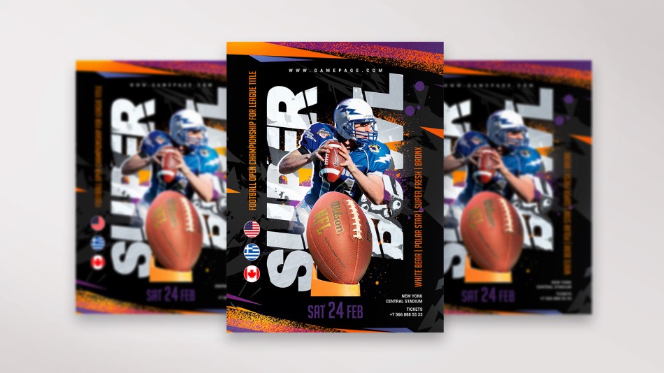 black super bowl free flyer PSD template black super bowl free flyer PSD template