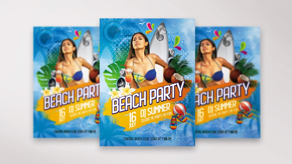 Beach Party PSD Flyer Template 23 Beach Party PSD Flyer Template 23