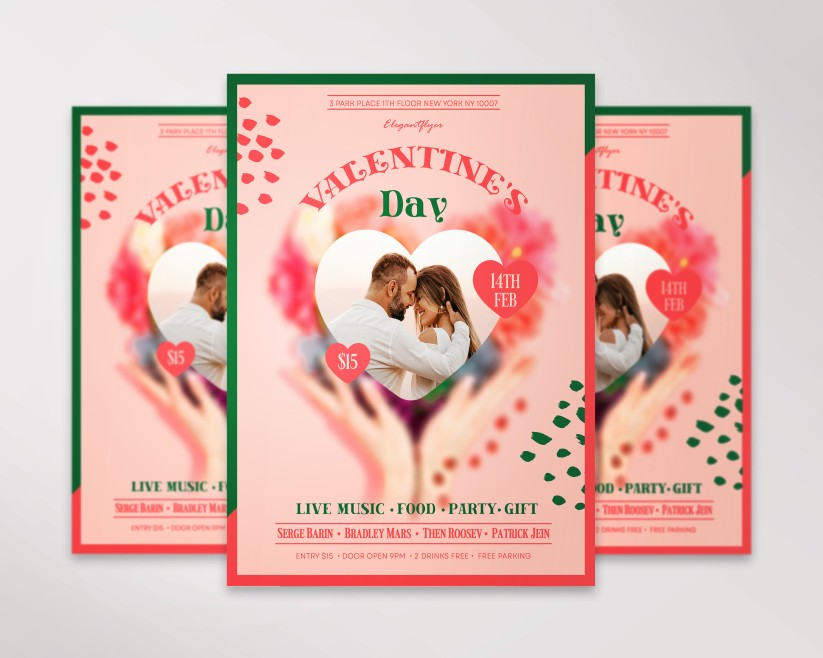 Romantic Valentine's Day Flyer with couple Romantic Valentine's Day Flyer with couple