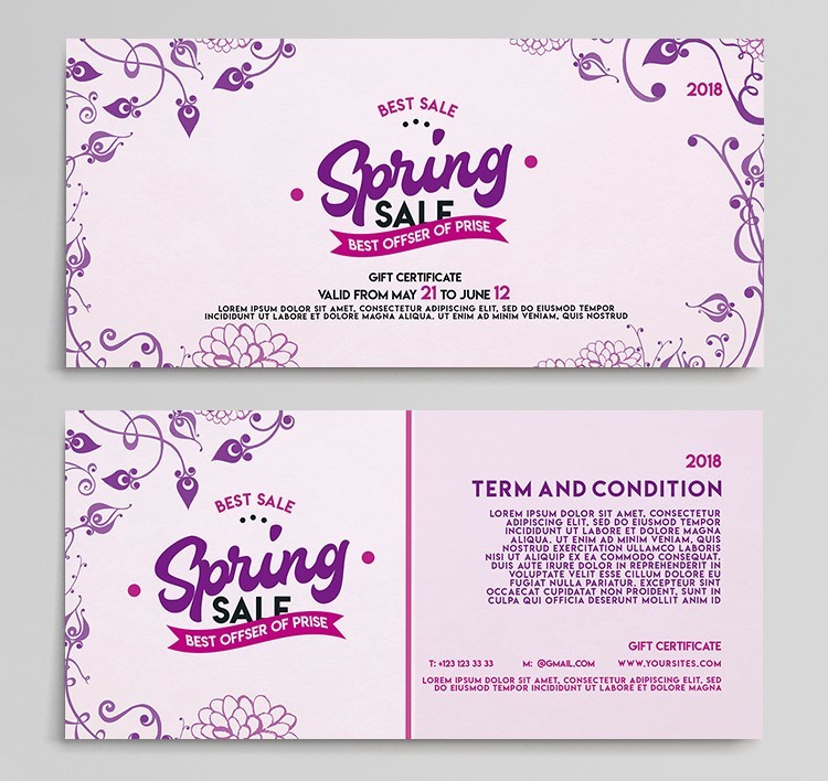 Spring Sale Free Gift Certificate PSD Template Spring Sale Free Gift Certificate PSD Template
