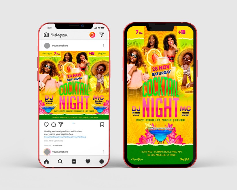 Cocktail Night – Instagram Stories Template in PSD + Post Templates Cocktail Night – Instagram Stories Template in PSD + Post Templates