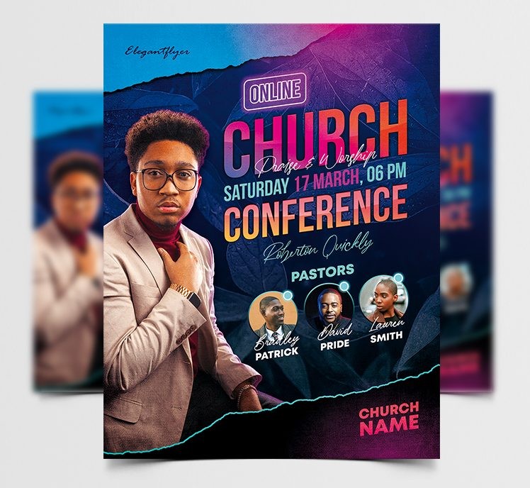 Online Church Conference – Premium PSD Flyer Template Online Church Conference – Premium PSD Flyer Template