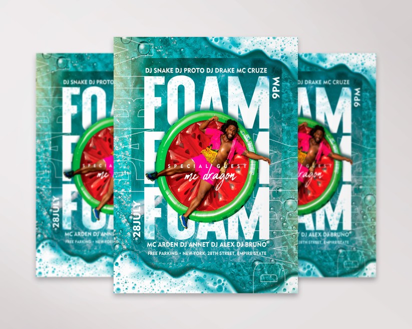 Foam Party Free Flyer PSD Template Foam Party Free Flyer PSD Template