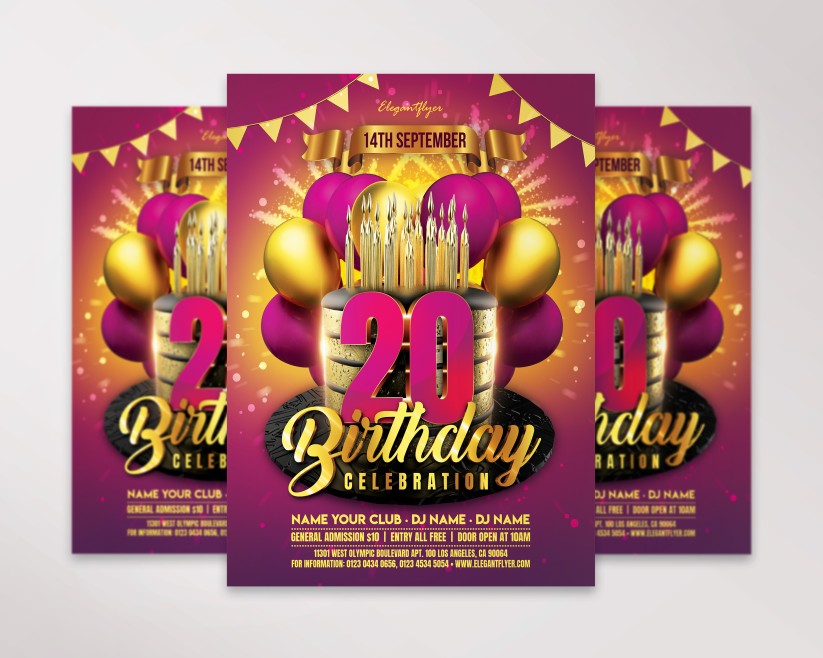 20 BIRTHDAY - PREMIUM PSD FLYER TEMPLATE 20 BIRTHDAY - PREMIUM PSD FLYER TEMPLATE