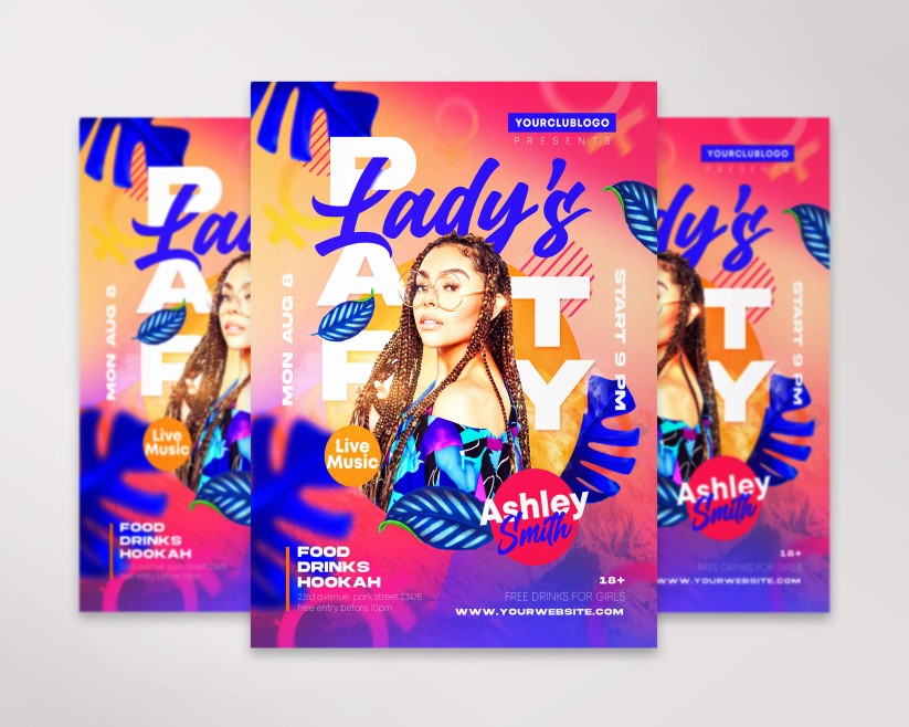 LADY'S PARTY - PREMIUM PSD FLYER TEMPLATE 8 LADY'S PARTY - PREMIUM PSD FLYER TEMPLATE 8