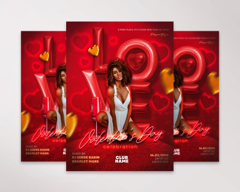 Creative red Valentine's Day Flyer with balloons Creative red Valentine's Day Flyer with balloons