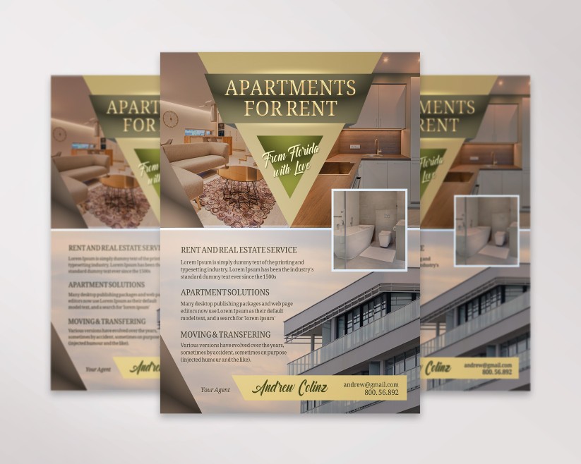 Beige Apartments For Rent Flyer PSD Template Beige Apartments For Rent Flyer PSD Template
