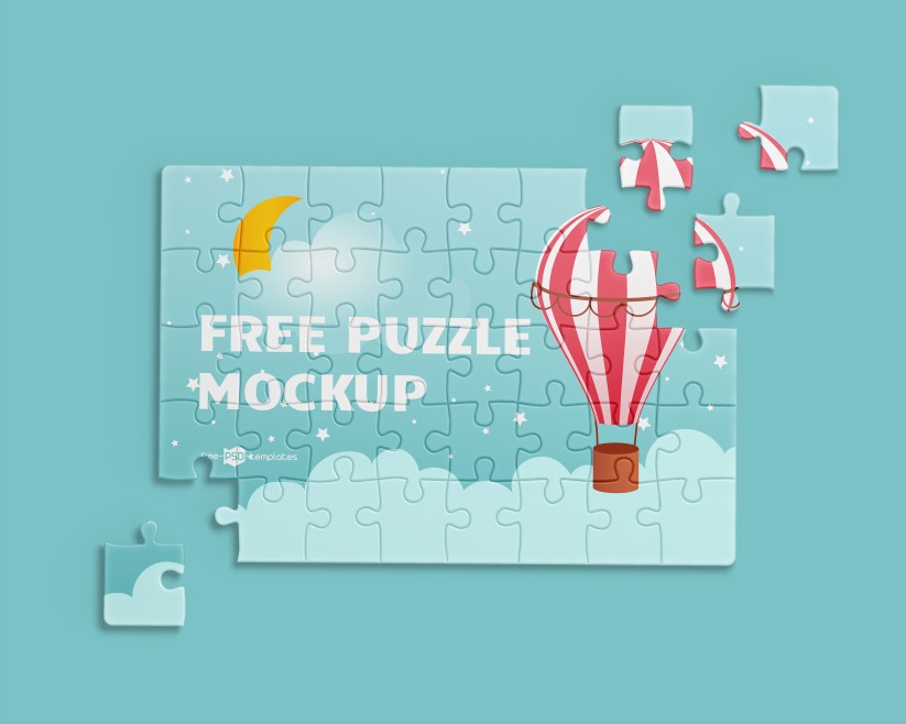 Free Puzzle Mockup Set Free Puzzle Mockup Set