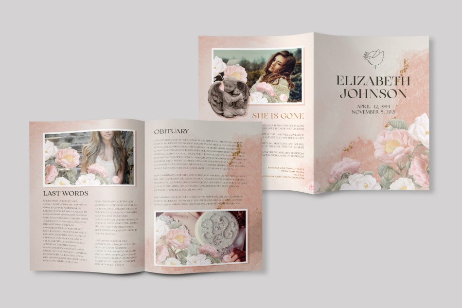 Funeral Program Free Bi-Fold Brochure PSD Template 3 Funeral Program Free Bi-Fold Brochure PSD Template 3
