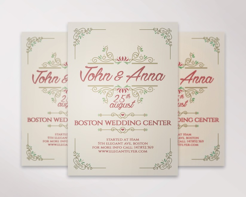 Vintage Wedding Invitation PSD Template Vintage Wedding Invitation PSD Template
