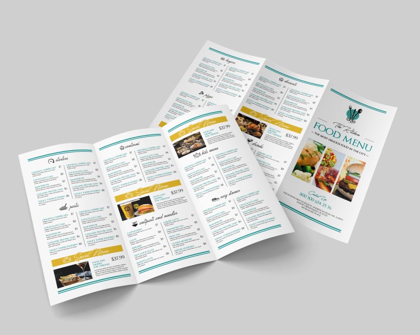 Free – Food Menu Tri-Fold PSD Brochure Template Free – Food Menu Tri-Fold PSD Brochure Template