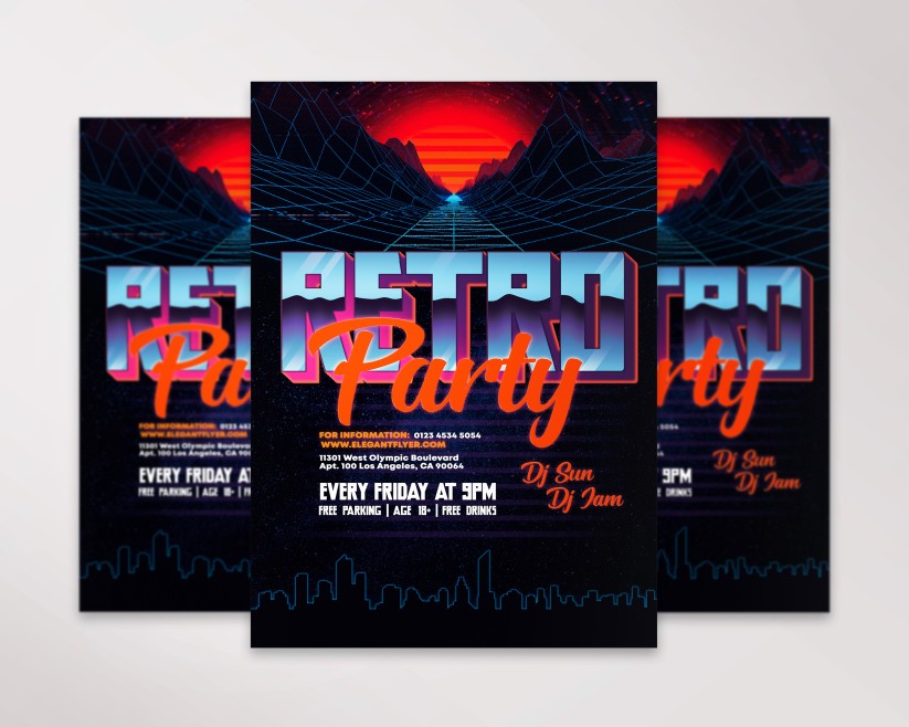 Retro Party PSD Poster Template Retro Party PSD Poster Template