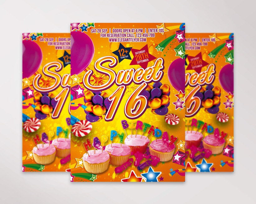 SWEET 16 – FLYER PSD TEMPLATE 35 SWEET 16 – FLYER PSD TEMPLATE 35