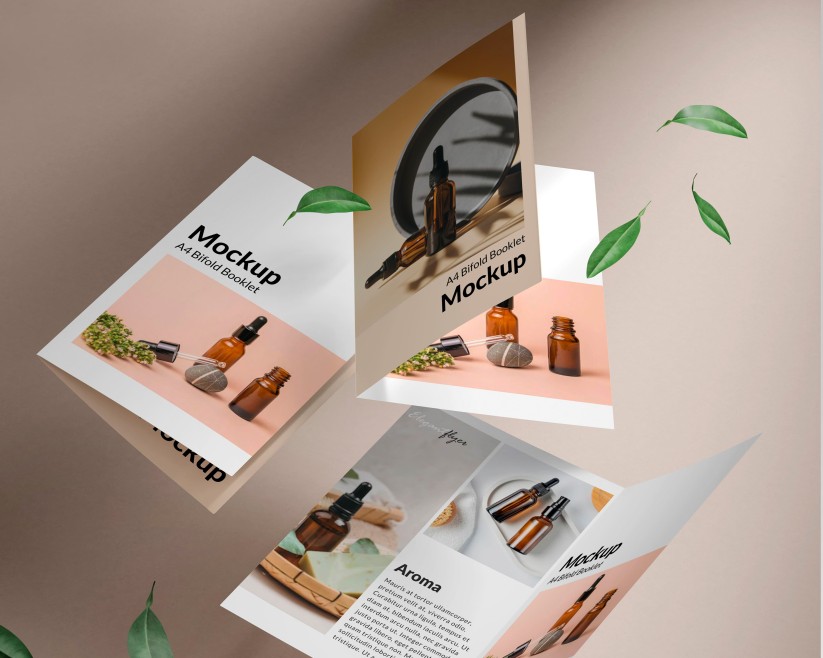 Free Booklet Mockup PSD Set 6 Free Flying Booklet Mockup PSD Set 6