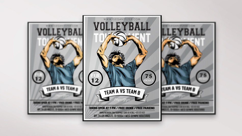 Vintage Volleyball Flyer PSD Template Vintage Volleyball Flyer PSD Template