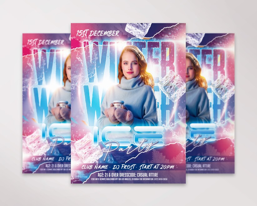 1 Winter Ice Party – Free Flyer PSD Template 1 Winter Ice Party – Free Flyer PSD Template