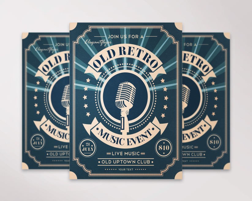 Old Retro Music Event Free Flyer PSD Template Old Retro Music Event Free Flyer PSD Template